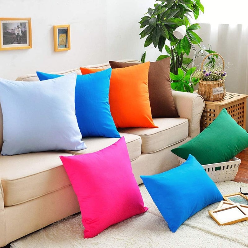 Thmyo 4-Pack 100% Cotton Comfortable Solid Decorative Throw Pillow Case,Thmyo Square Cushion Cover Pillowcase Sublimation Blank Pillow Covers DIY Throw Pillowcase for Sofa Bedroom(16x16 inch/ 40x40cm,Blue) - Image 2